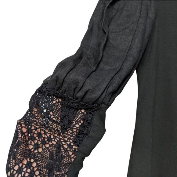 NWT HESS FRACKMANN Linen Crochet Puff Sleeve Top 8 - Picture 4 of 9